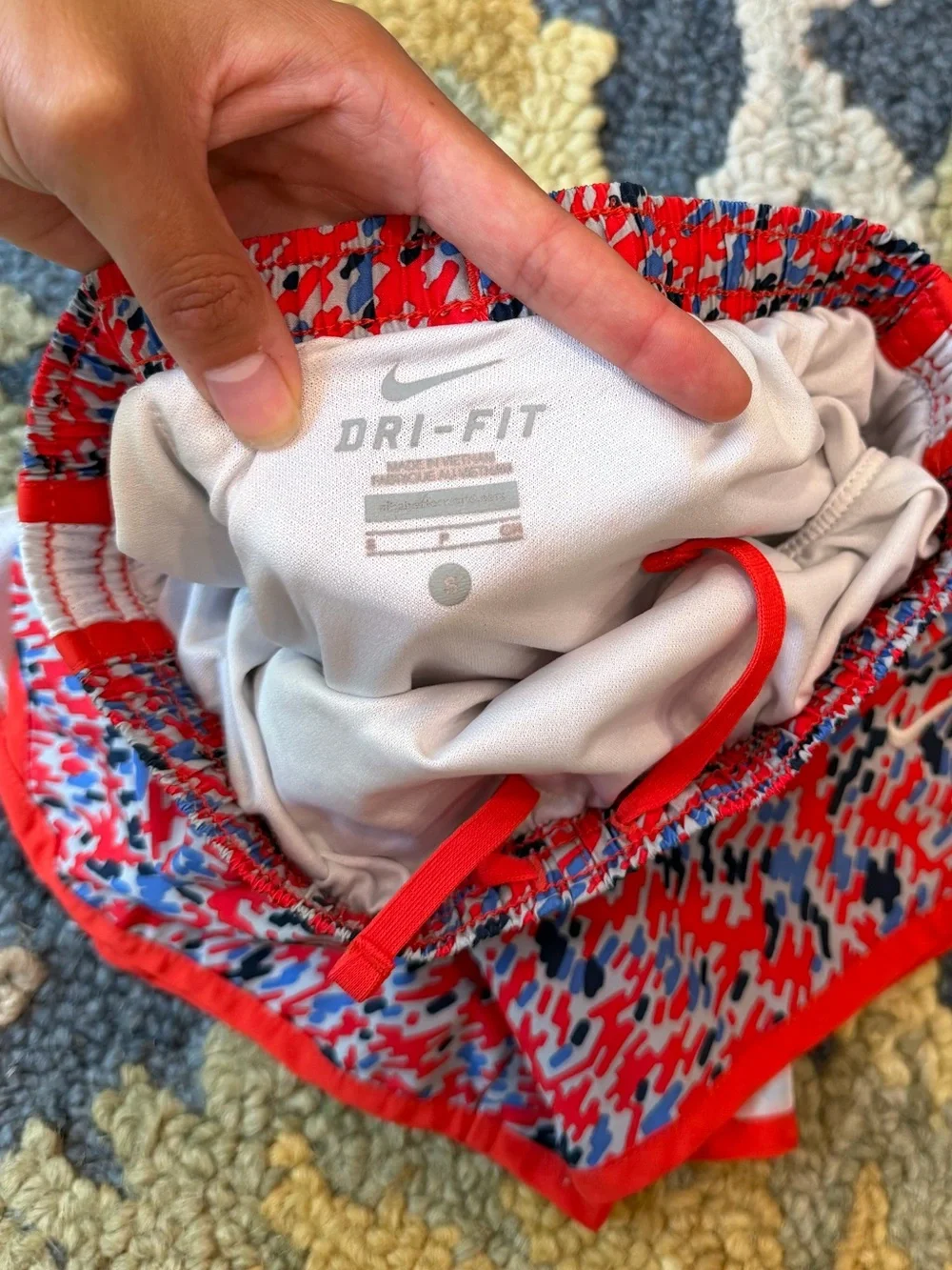 Nike Red, Blue & White Printed Kids' Athletic Shorts